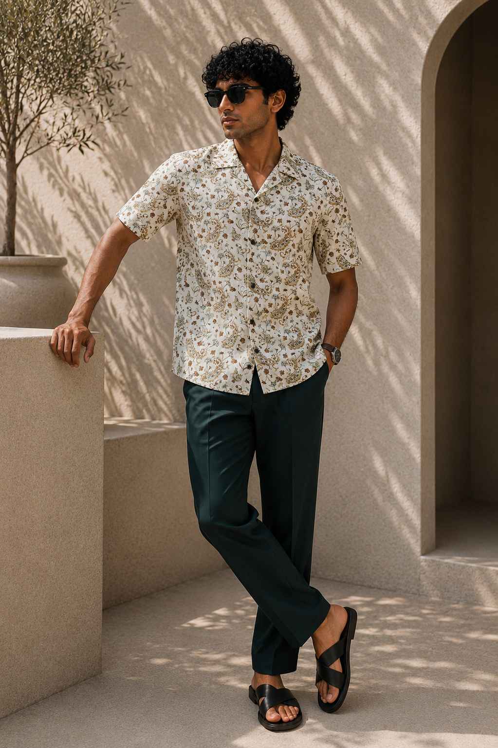 Ivory Paisley Cuban Shirt