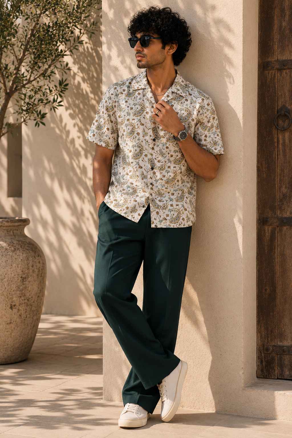 Ivory Paisley Cuban Shirt