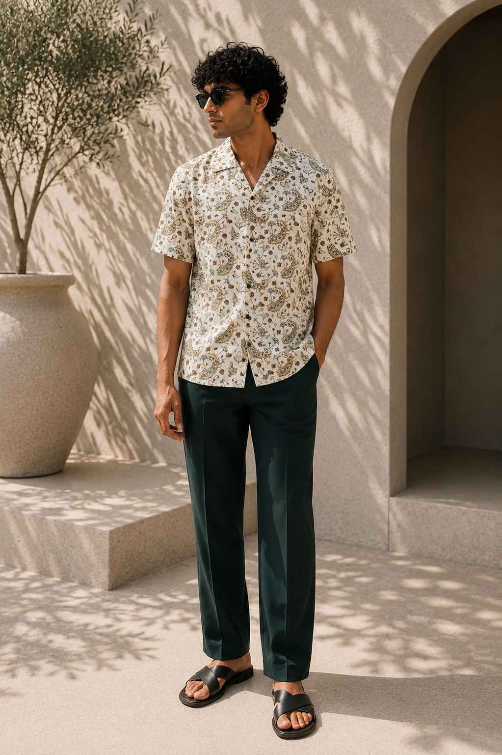 Ivory Paisley Cuban Shirt