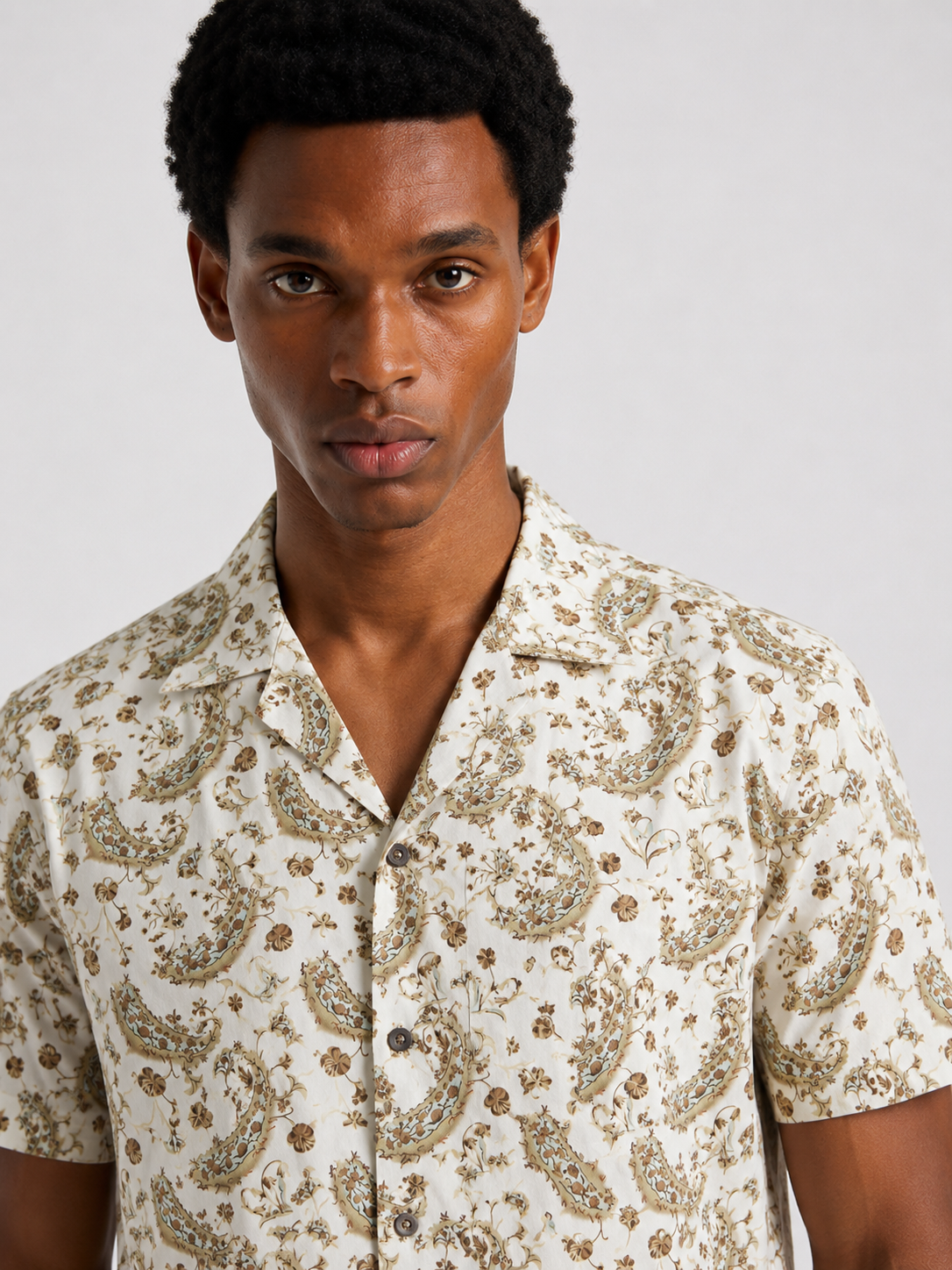 Ivory Paisley Cuban Shirt