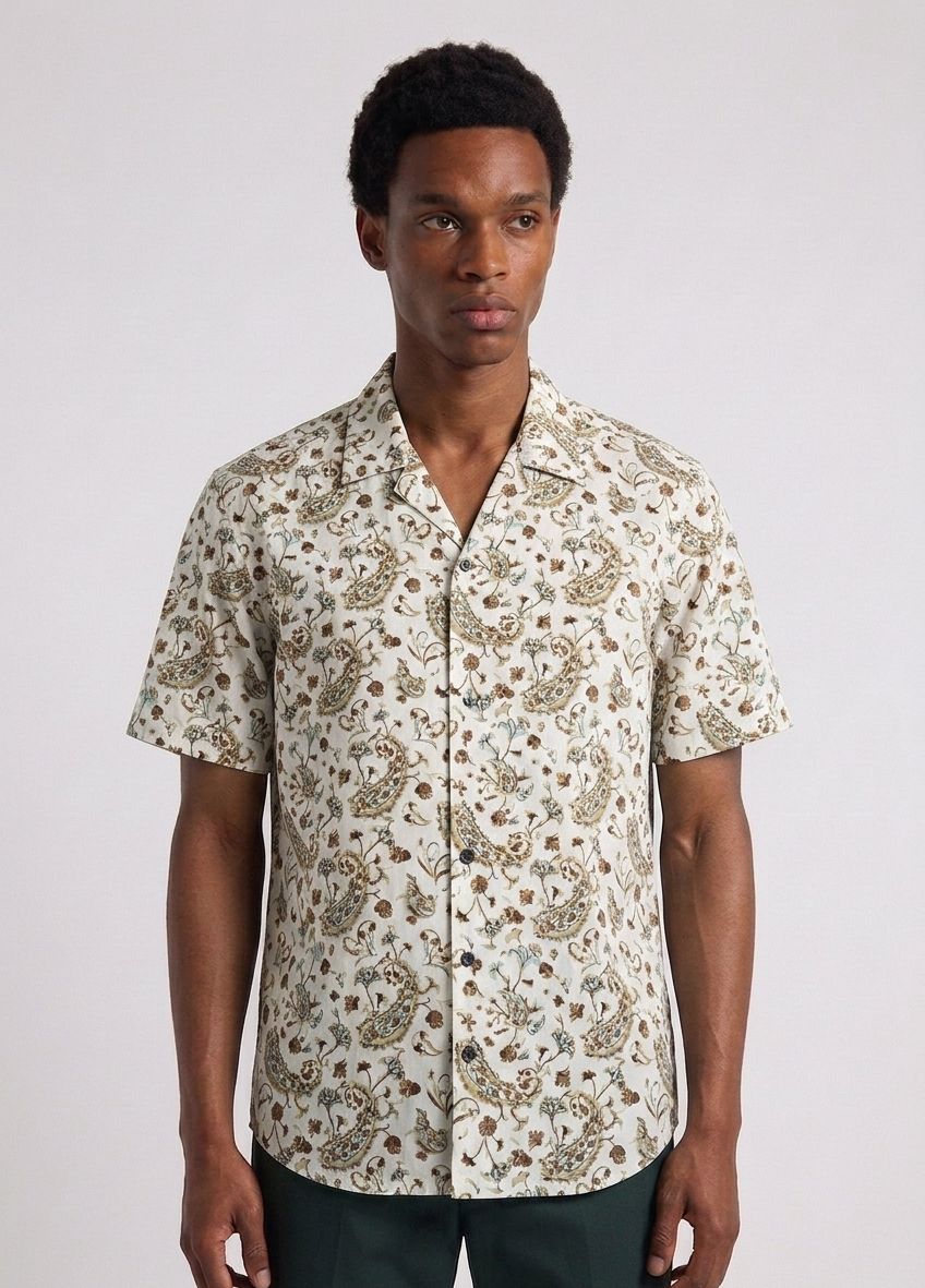 Ivory Paisley Cuban Shirt