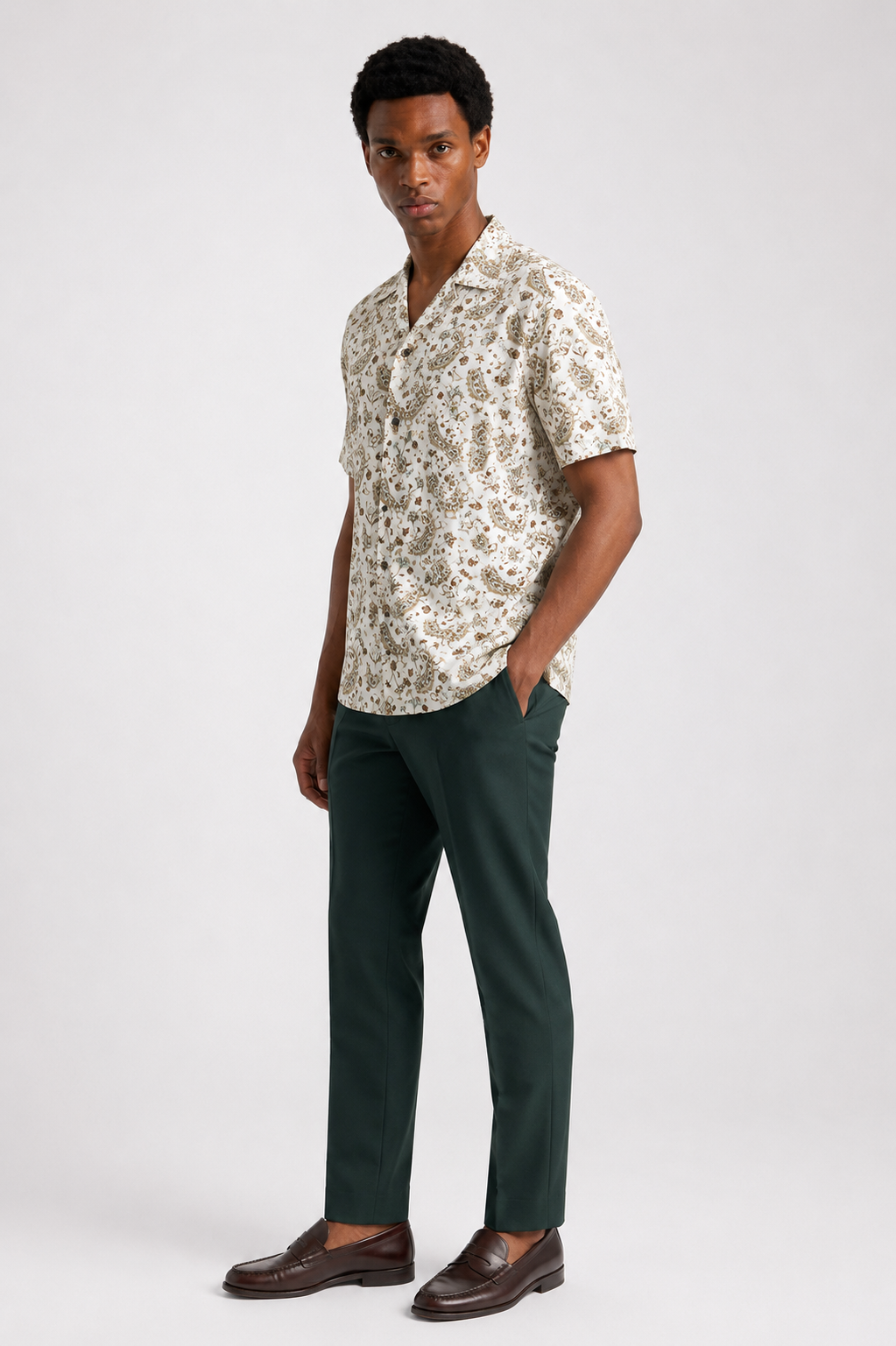 Ivory Paisley Cuban Shirt