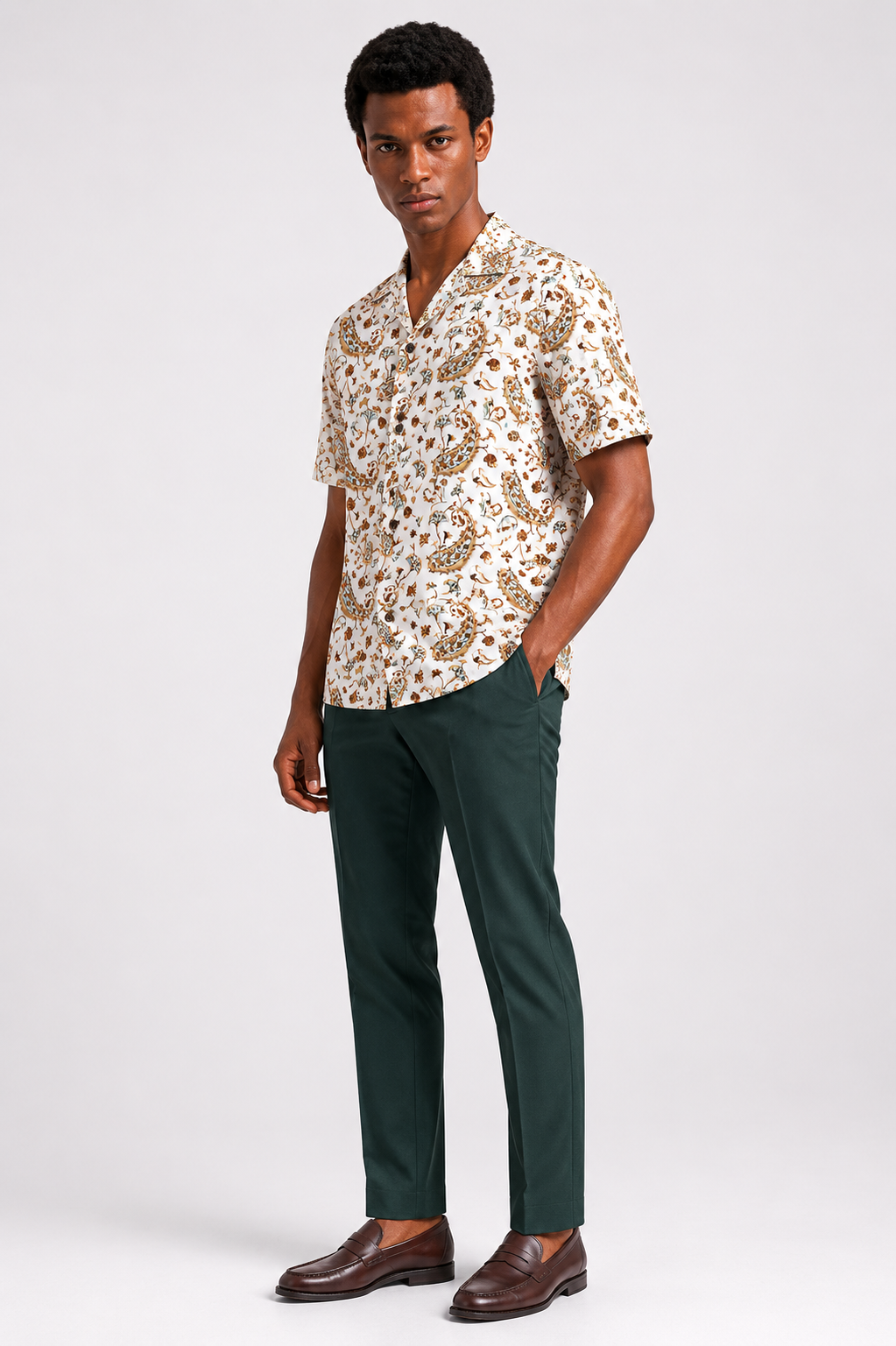Ivory Paisley Cuban Shirt