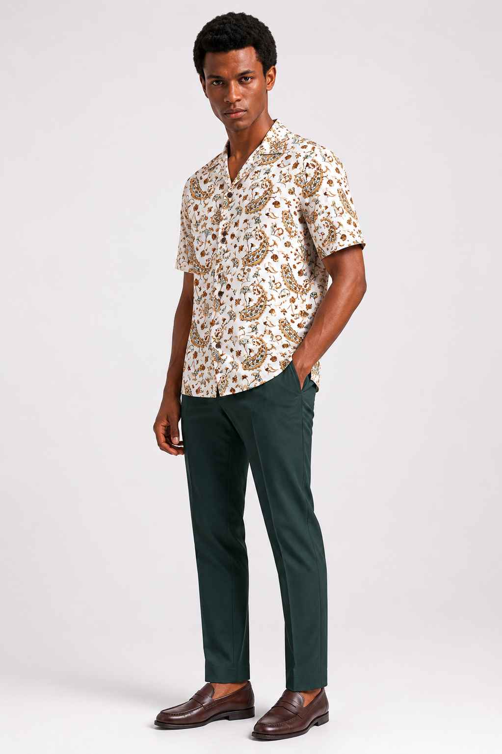 Ivory Paisley Cuban Shirt