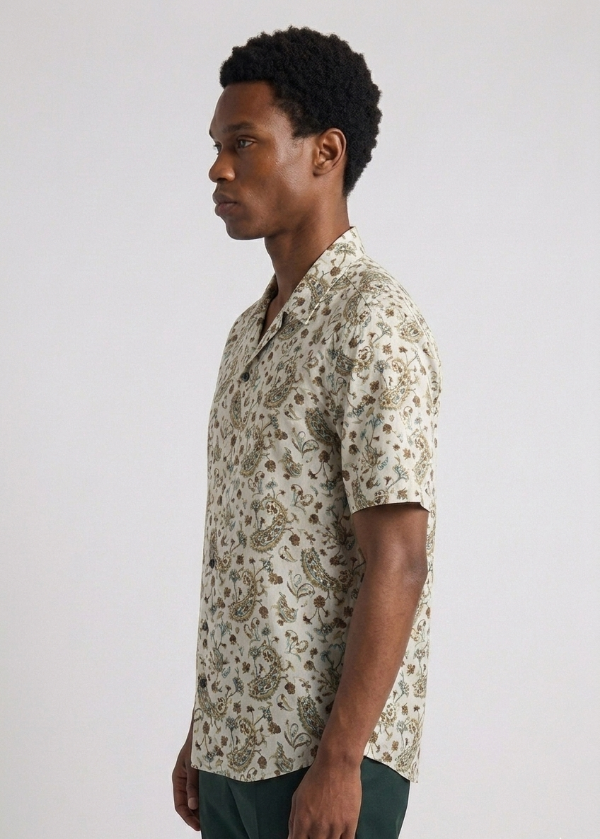 Ivory Paisley Cuban Shirt