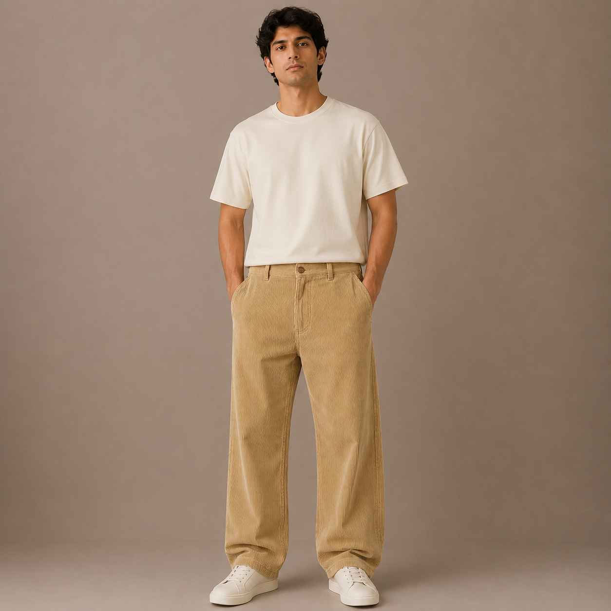 Khaki Corduroy Pant - Relaxed Fit