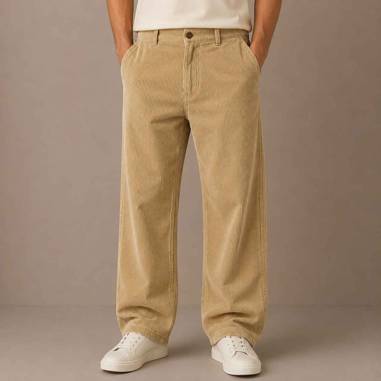 Khaki Corduroy Pant - Relaxed Fit