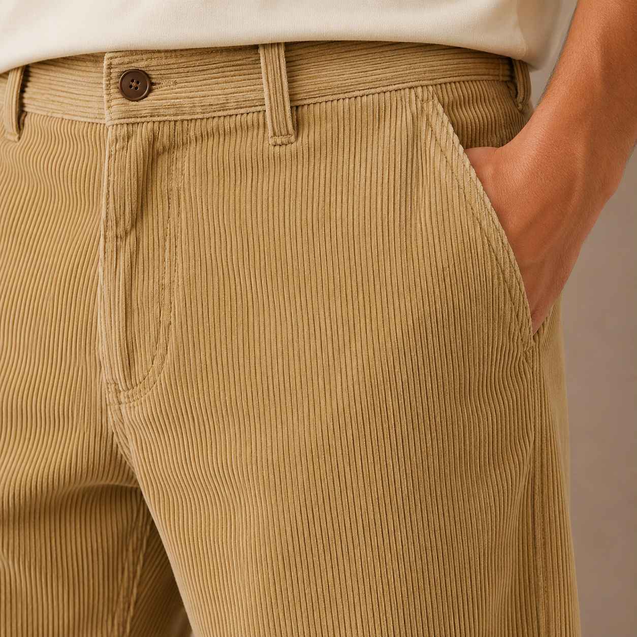 Khaki Corduroy Pant - Relaxed Fit