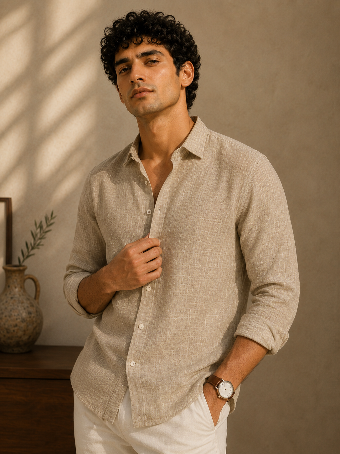 Beige Linen Shirt