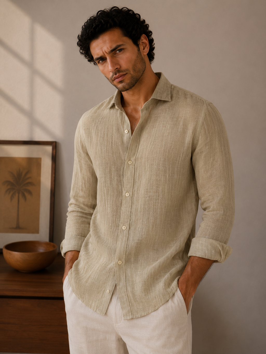 Beige Linen Shirt