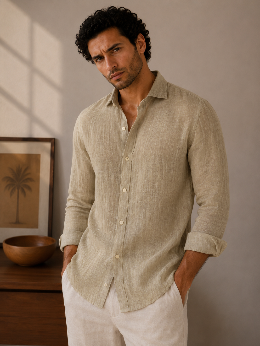 Beige Linen Shirt