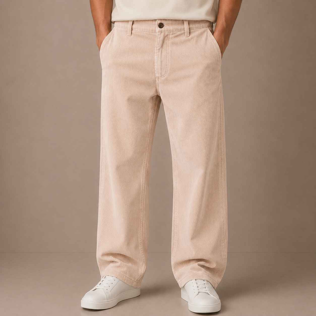 Light Peach Corduroy Pant - Relaxed Fit