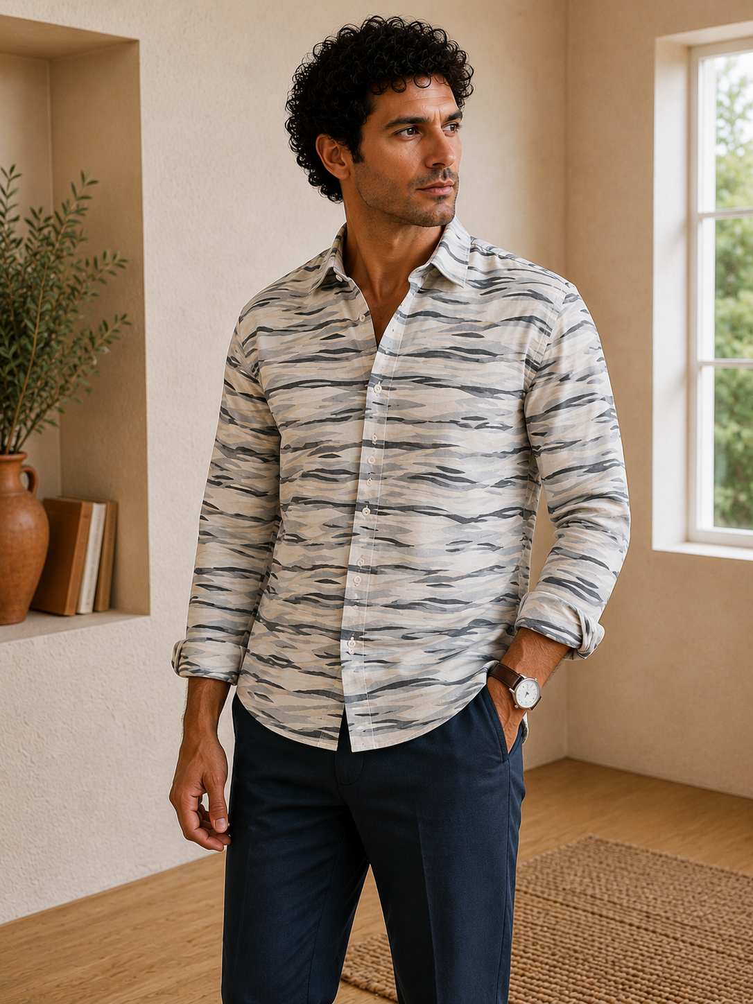 Marble Drift Linen Shirt