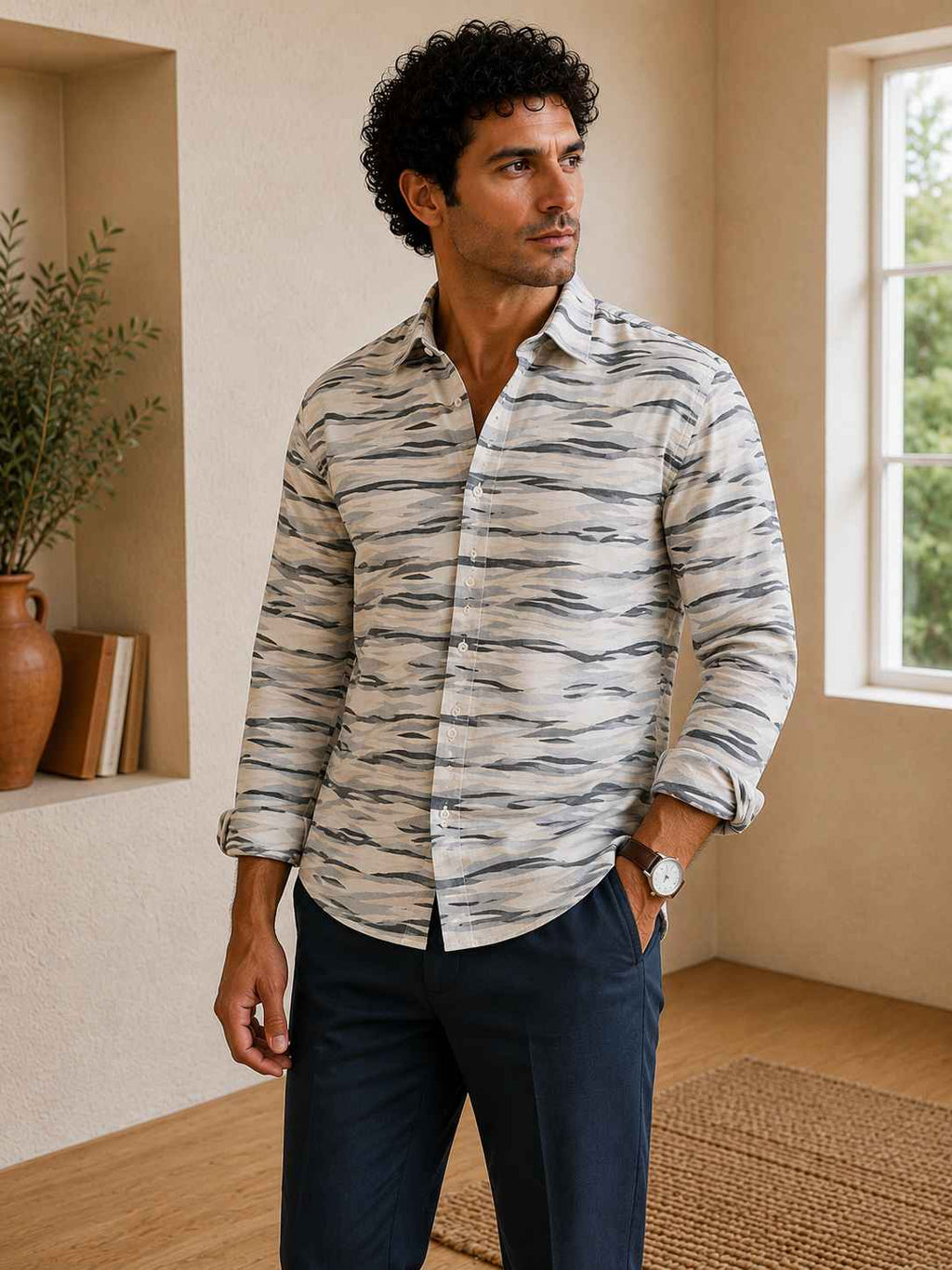 Marble Drift Linen Shirt