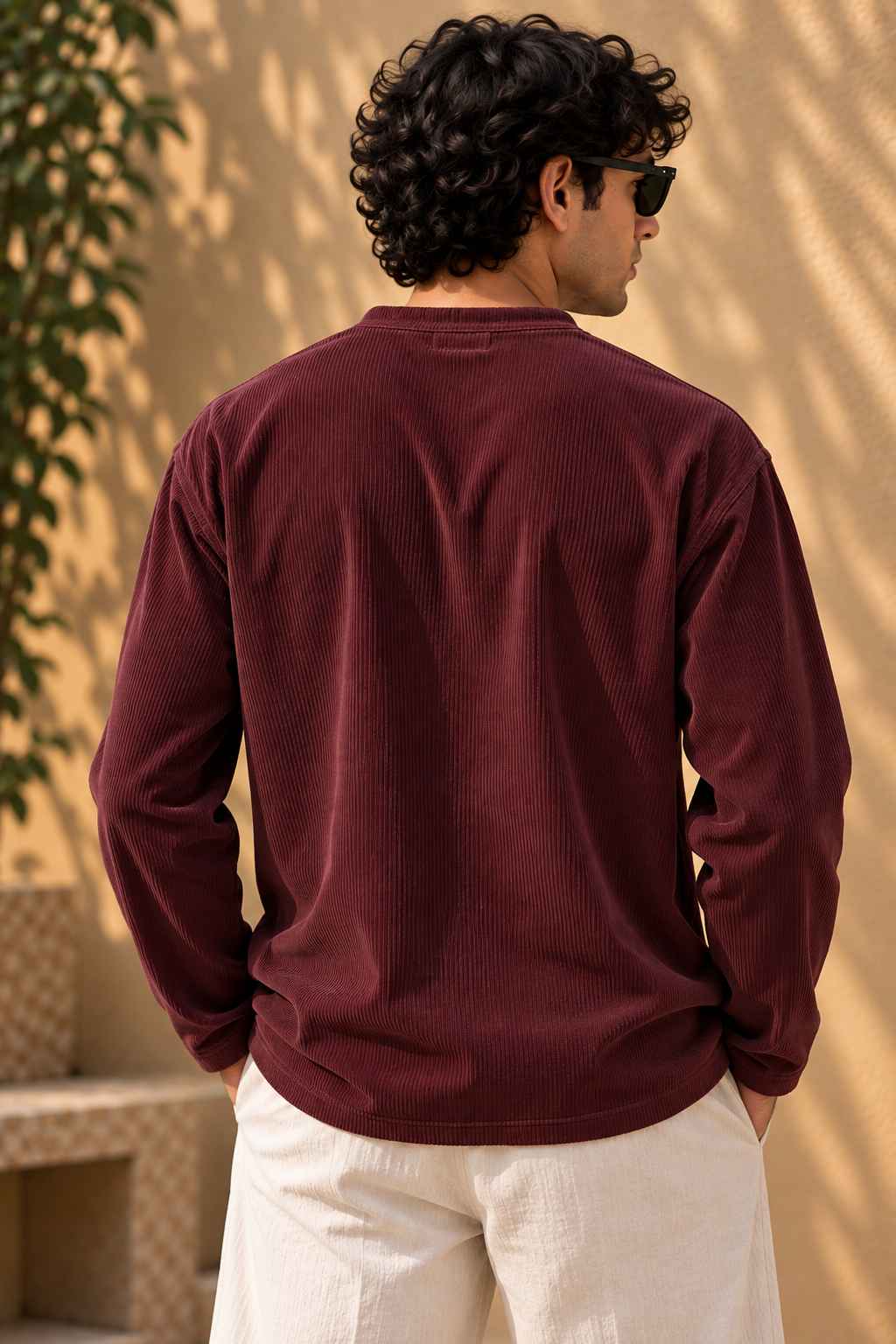 Merlot Henley T-Shirt - Textured Cotton