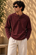 Merlot Henley T-Shirt - Textured Cotton