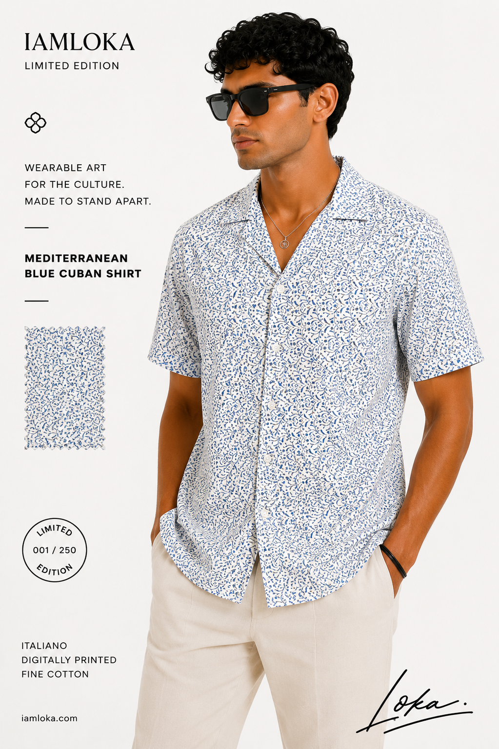 Mediterranean Blue Cuban Shirt