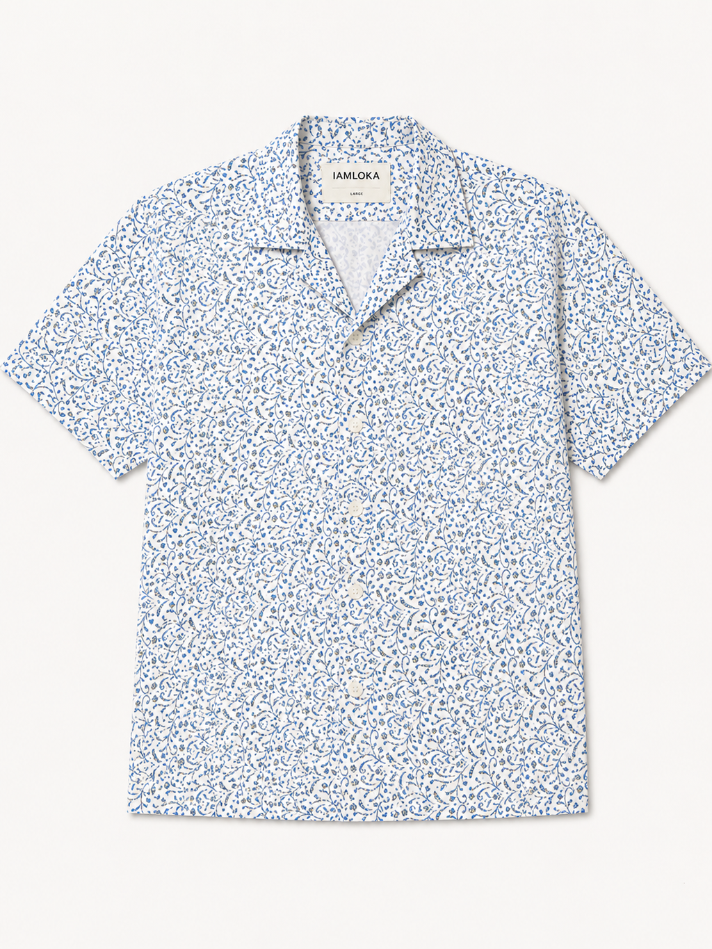 Short-sleeve shirt with a subtle pattern on a white background
