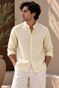Sunlit Pure Linen Shirt - Mandarin Collar