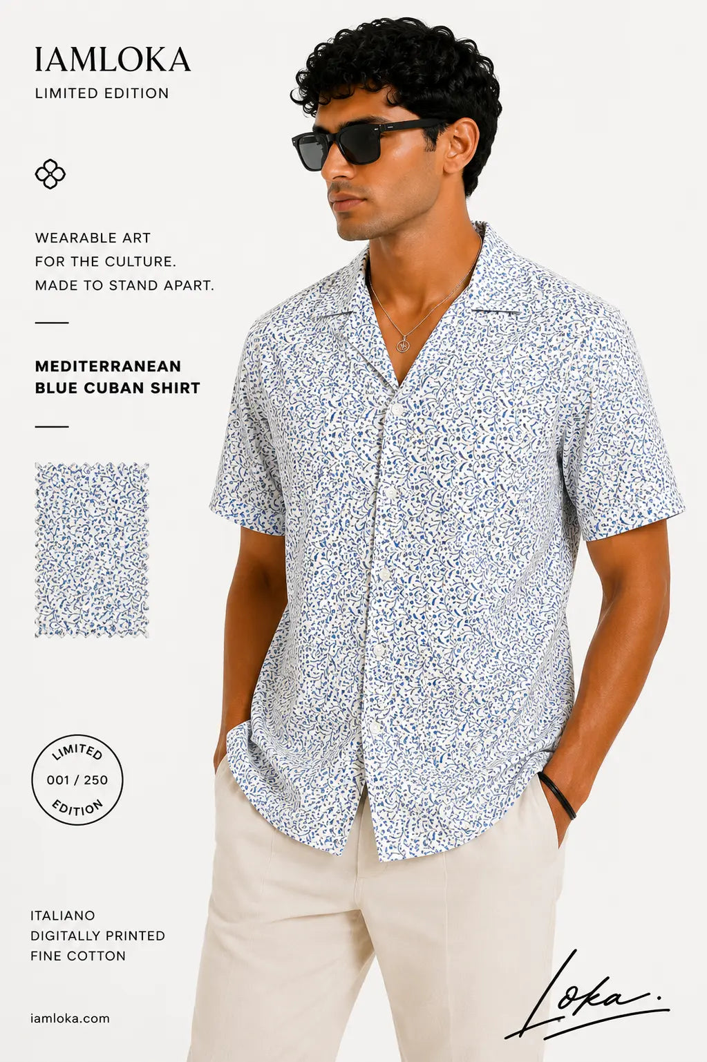 Mediterranean Blue Cuban Shirt