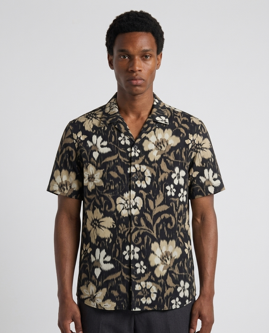 Midnight Bloom Cuban Shirt