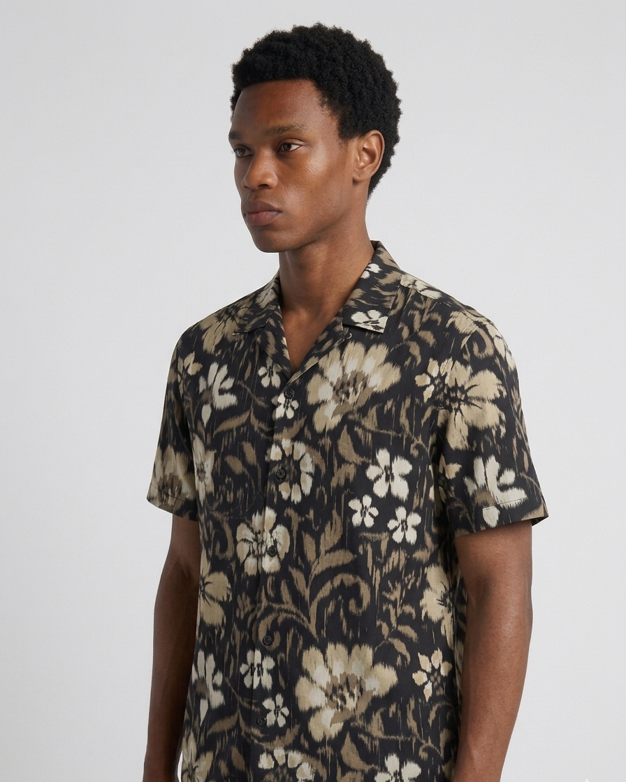 Midnight Bloom Cuban Shirt