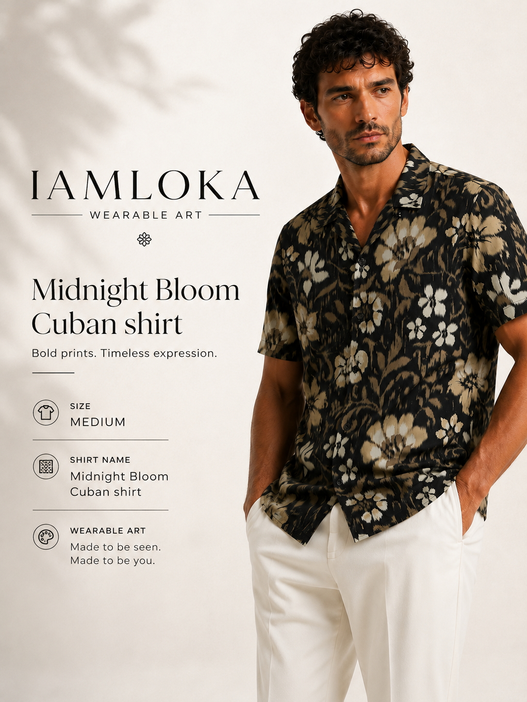Midnight Bloom Cuban Shirt