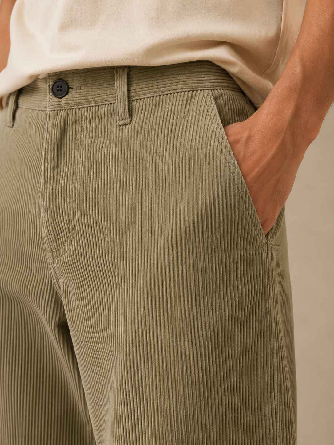 Olive Sage Corduroy Pant - Relaxed Fit