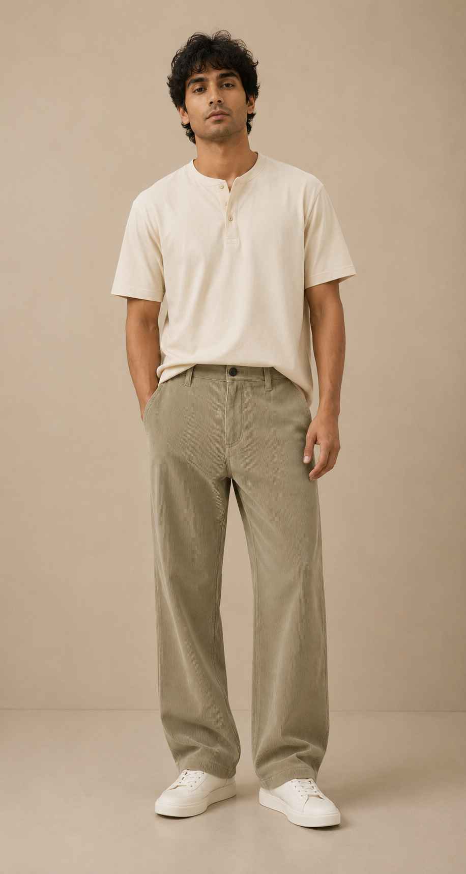 Olive Sage Corduroy Pant - Relaxed Fit