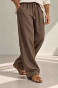 Mocha Brown Pure Linen Pants - Relaxed Fit
