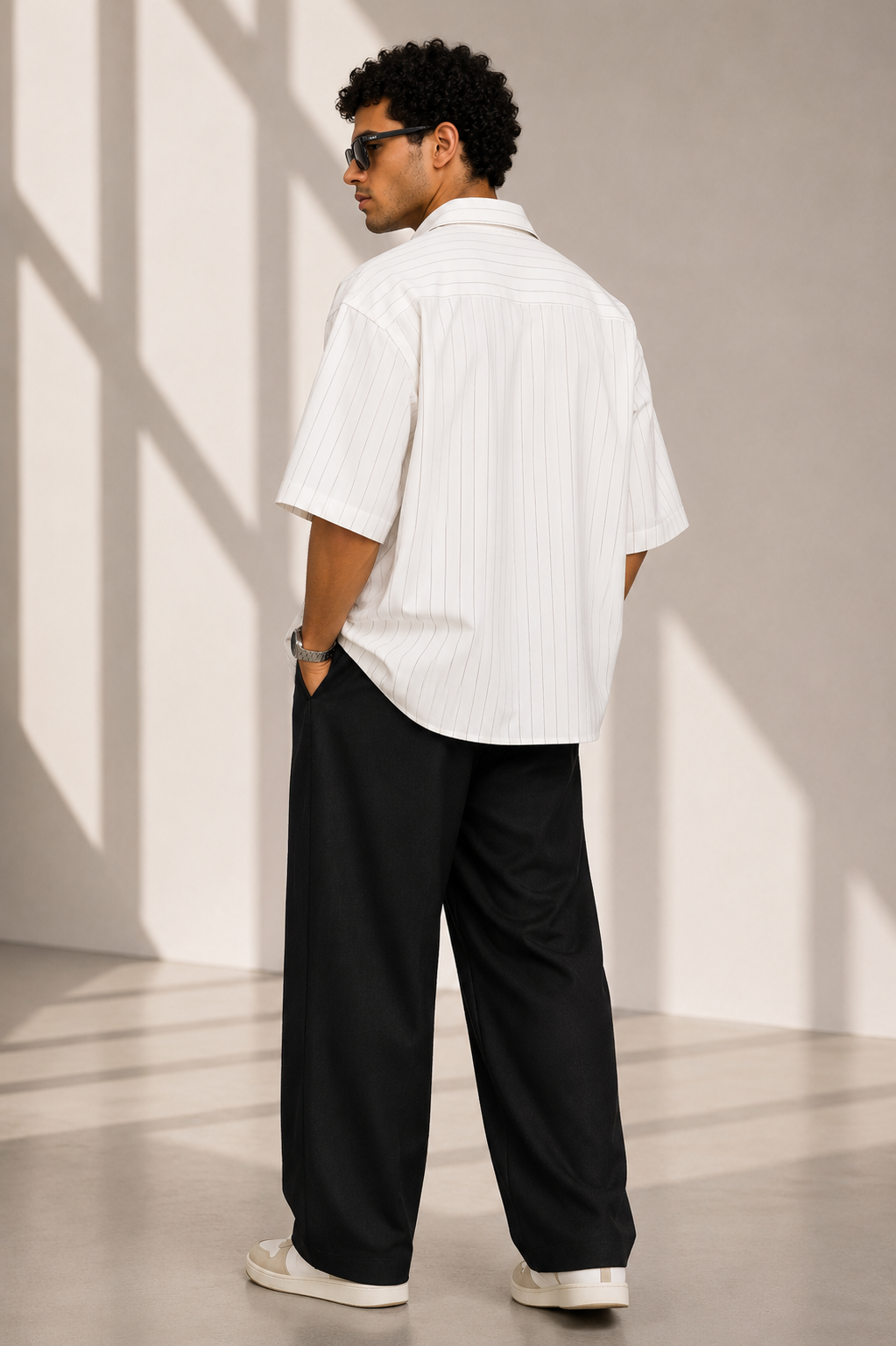 Mocha Pinstripe Oversized Shirt