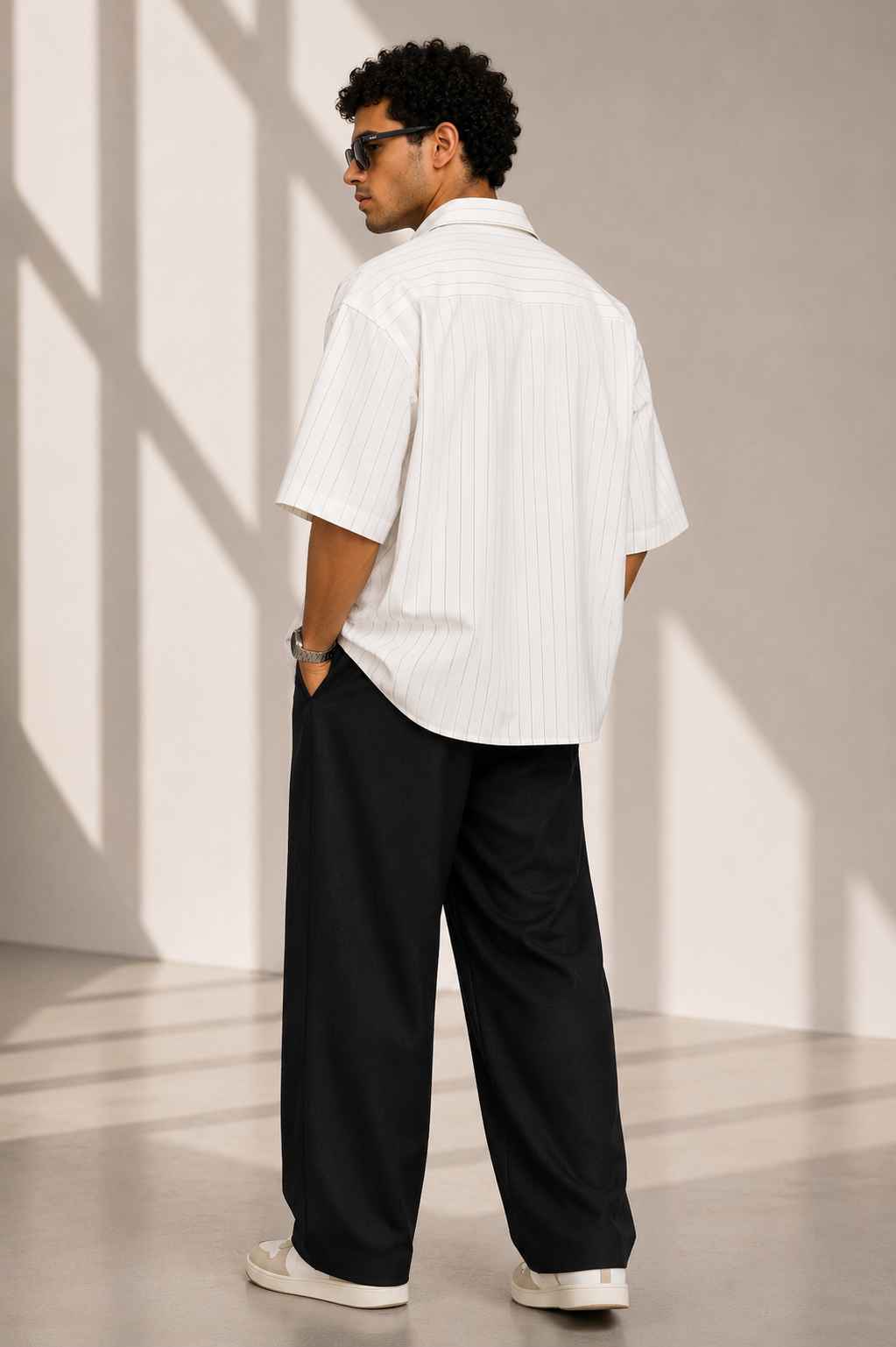 Mocha Pinstripe Oversized Shirt