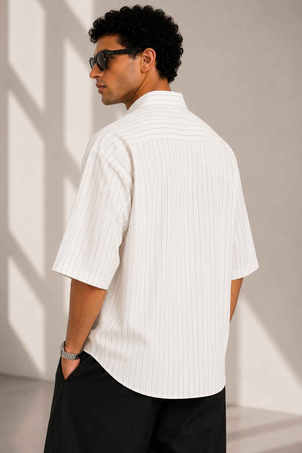 Mocha Pinstripe Oversized Shirt