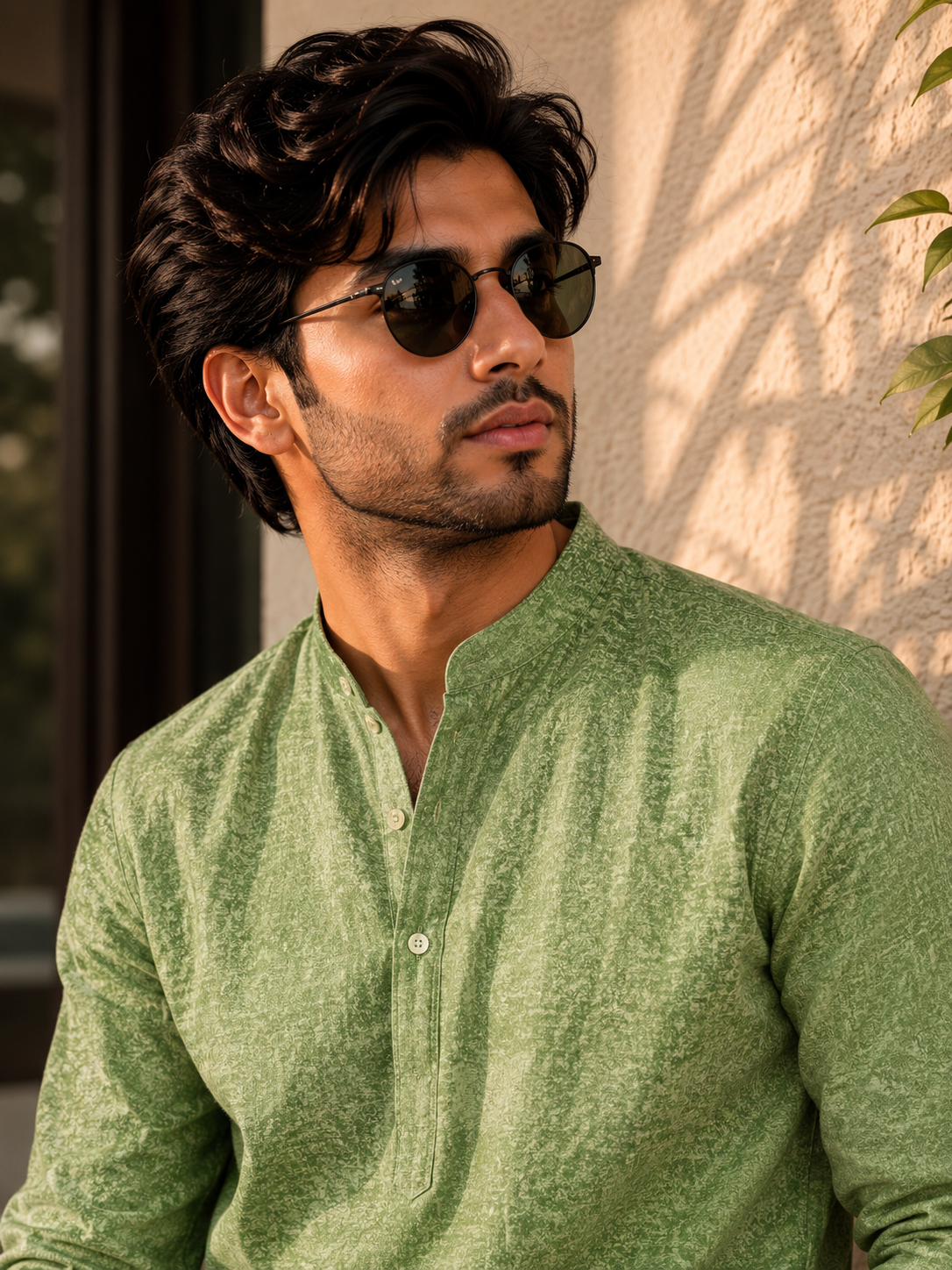 Mosswood Textured Cotton Khadi Kurta Shirt - Mandarin Collar