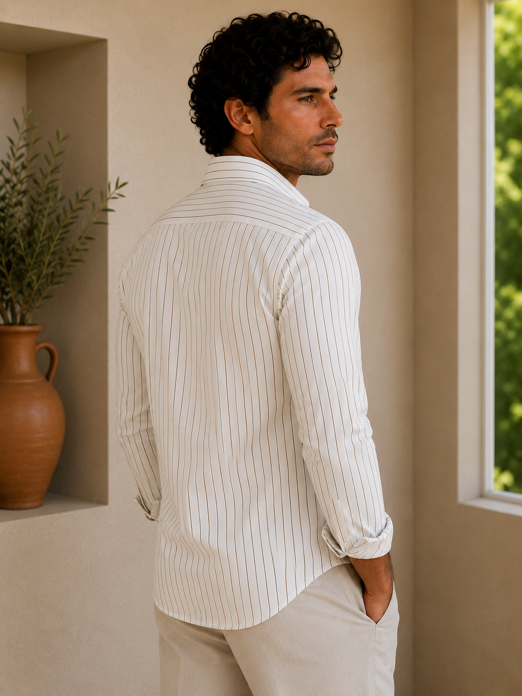 Multicolor Stripes White Premium Cotton Shirt