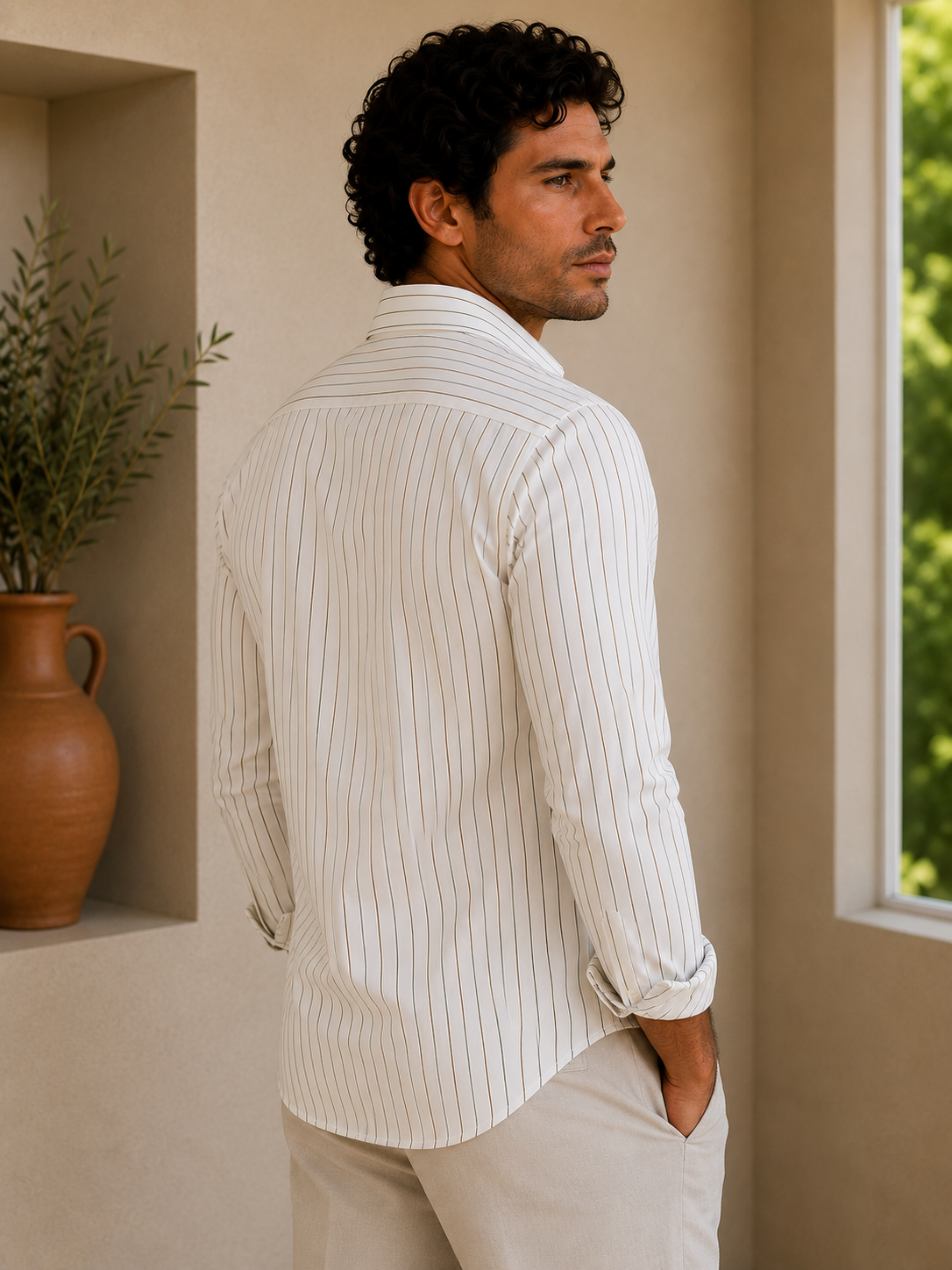 Multicolor Stripes White Premium Cotton Shirt