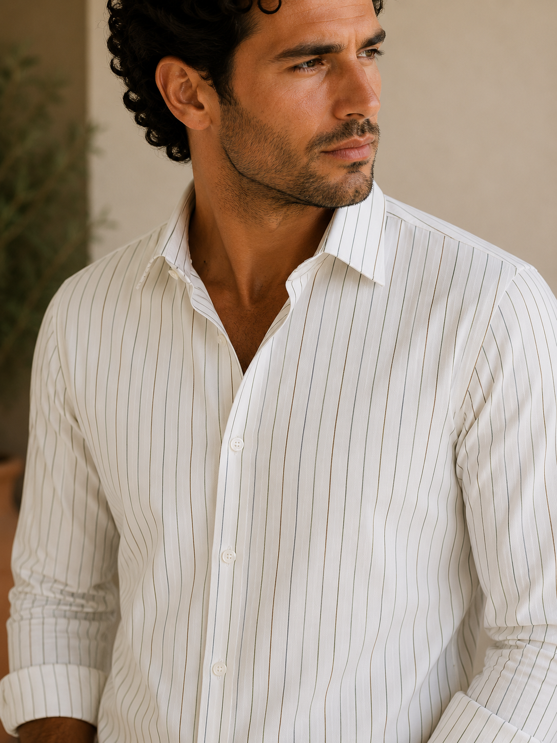 Multicolor Stripes White Premium Cotton Shirt