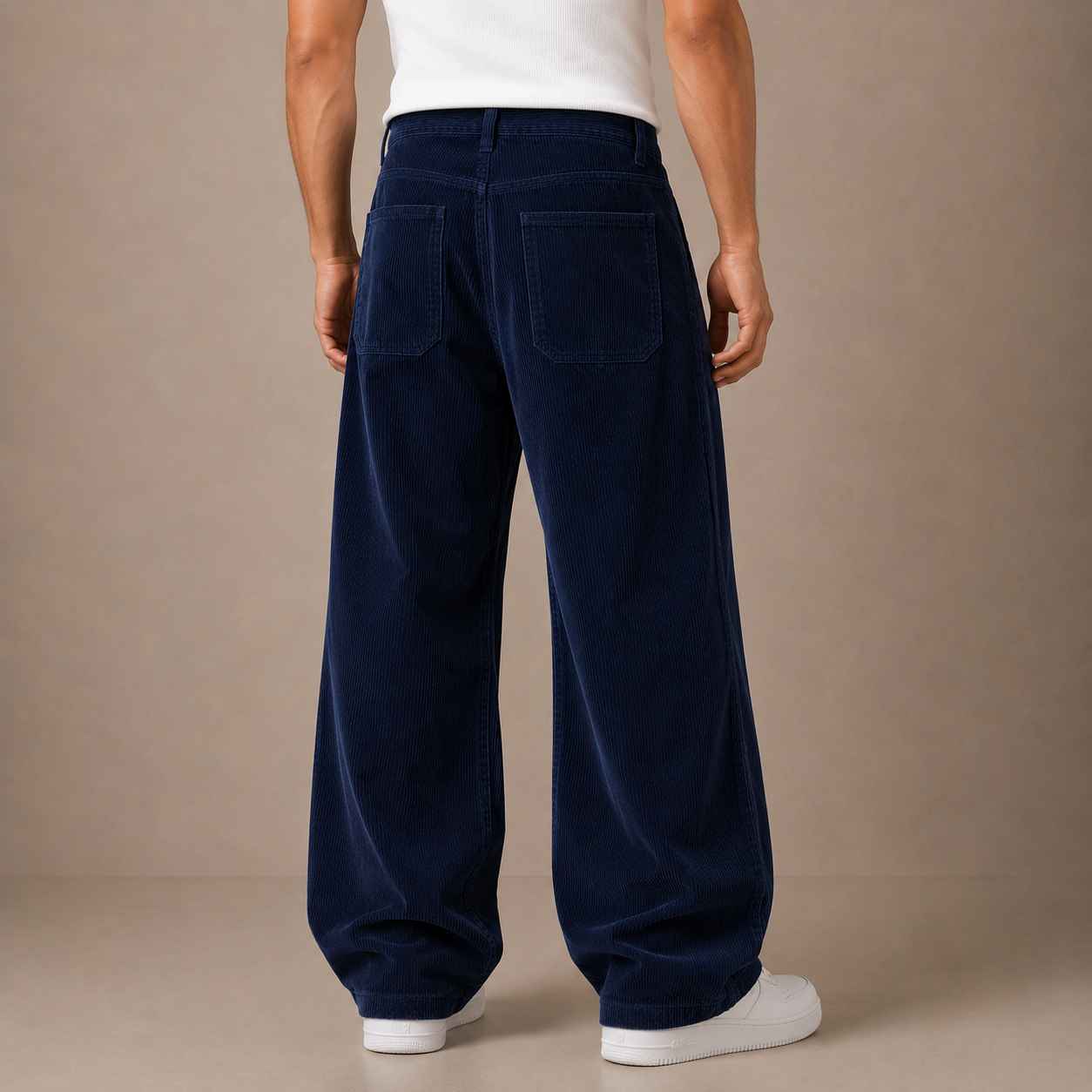 Navy Blue Corduroy Pant - Baggy Fit