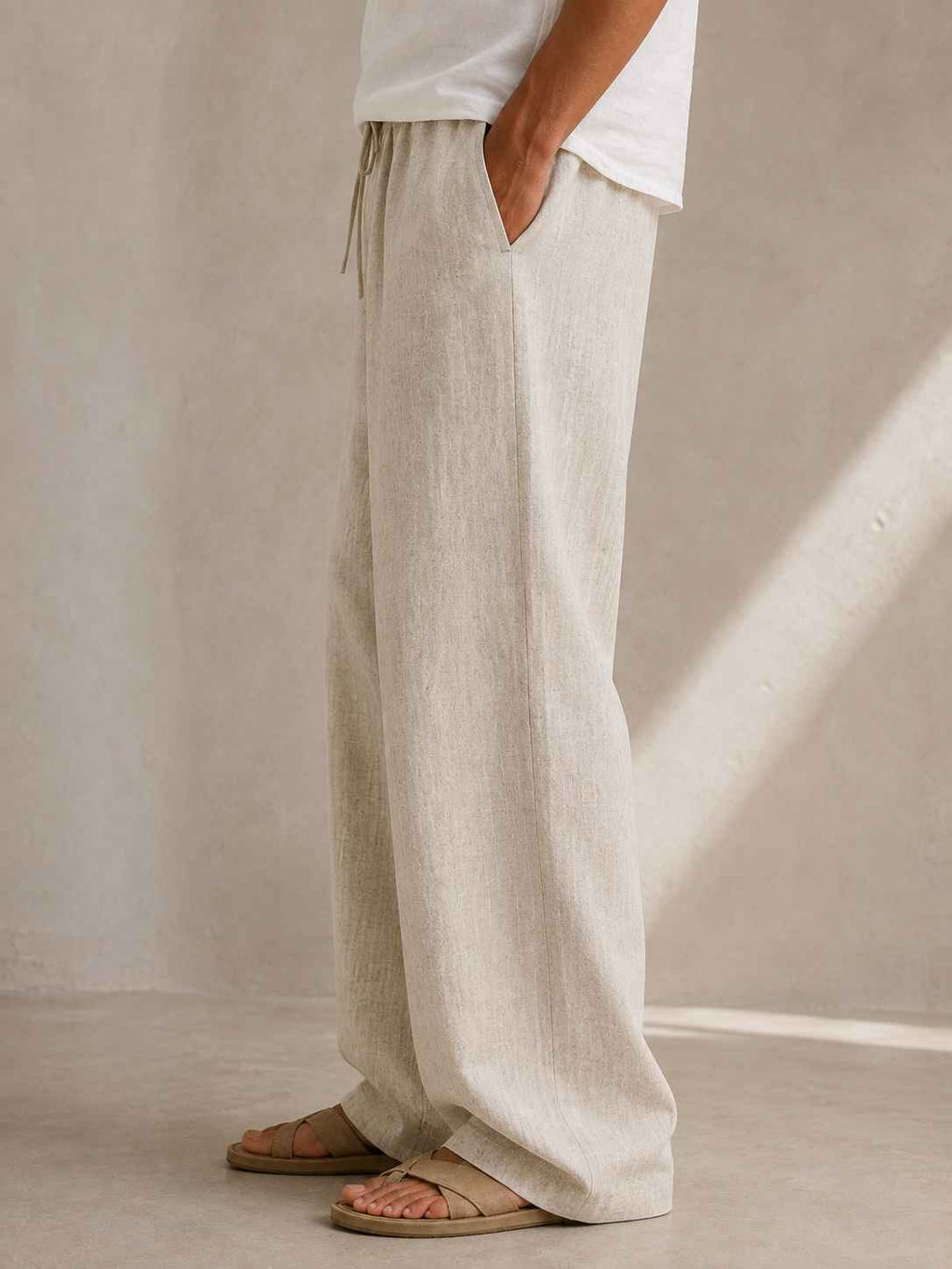 Ivory Pure Linen Pants - Relaxed Fit