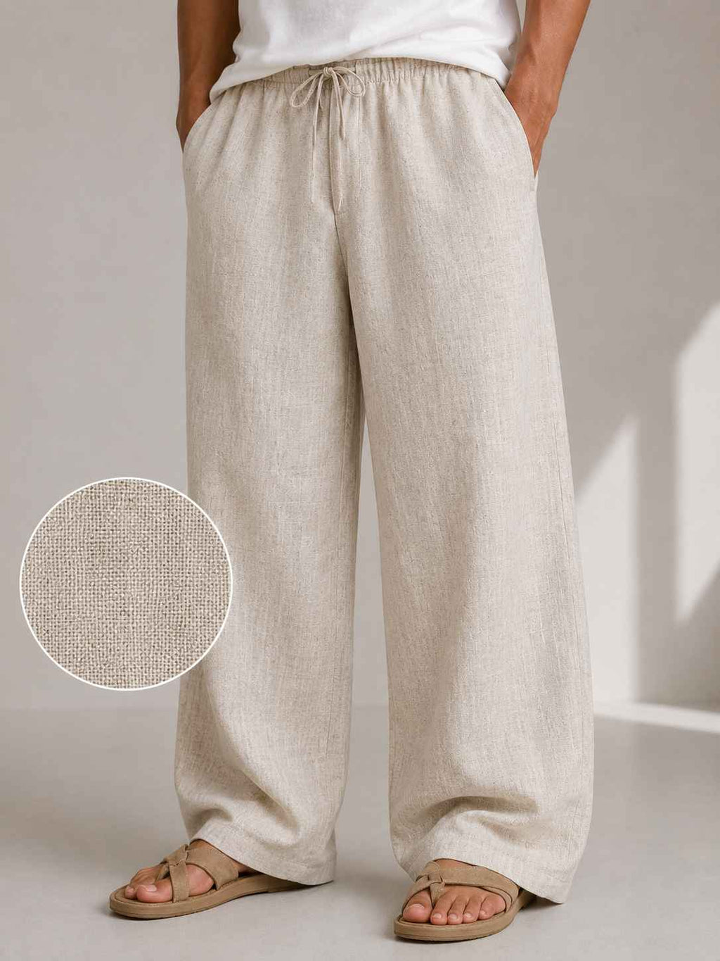 Ivory Pure Linen Pants - Relaxed Fit