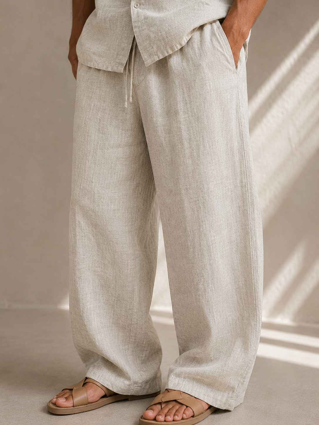 Ivory Pure Linen Pants - Relaxed Fit