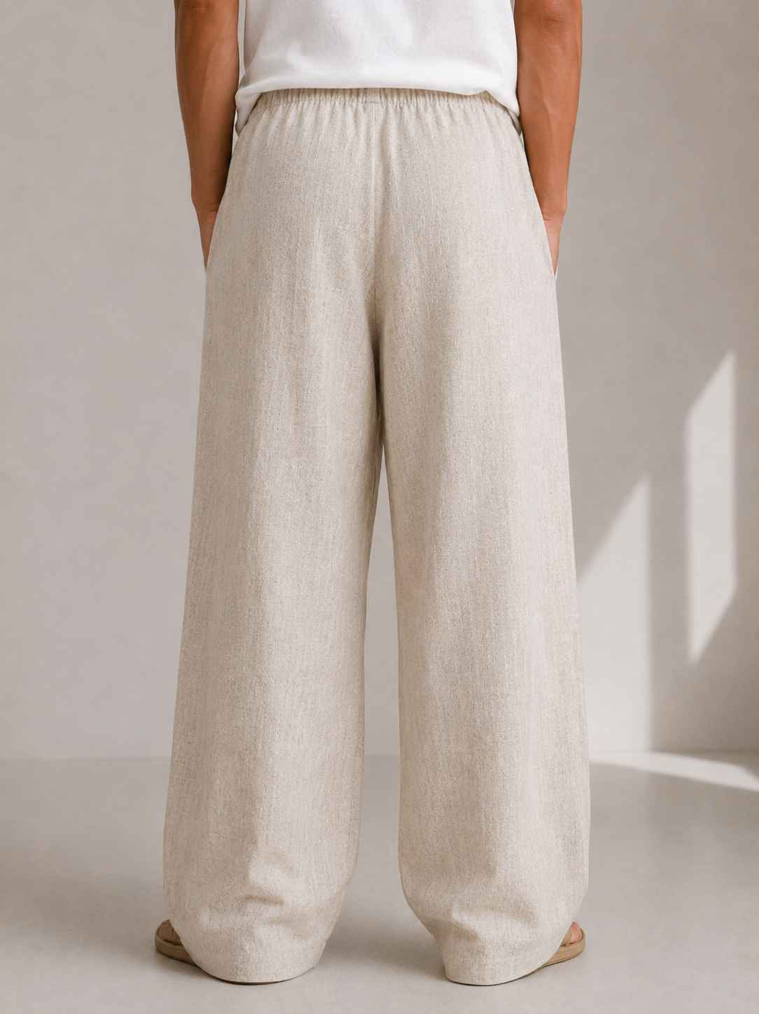 Ivory Pure Linen Pants - Relaxed Fit