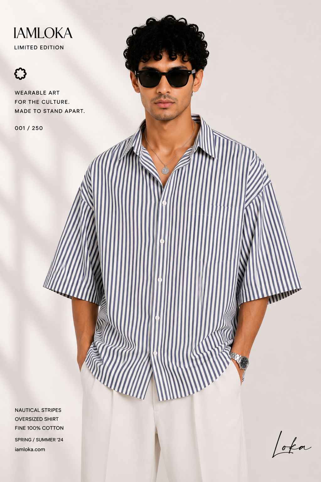 Nautical Striped Oversized Shirt