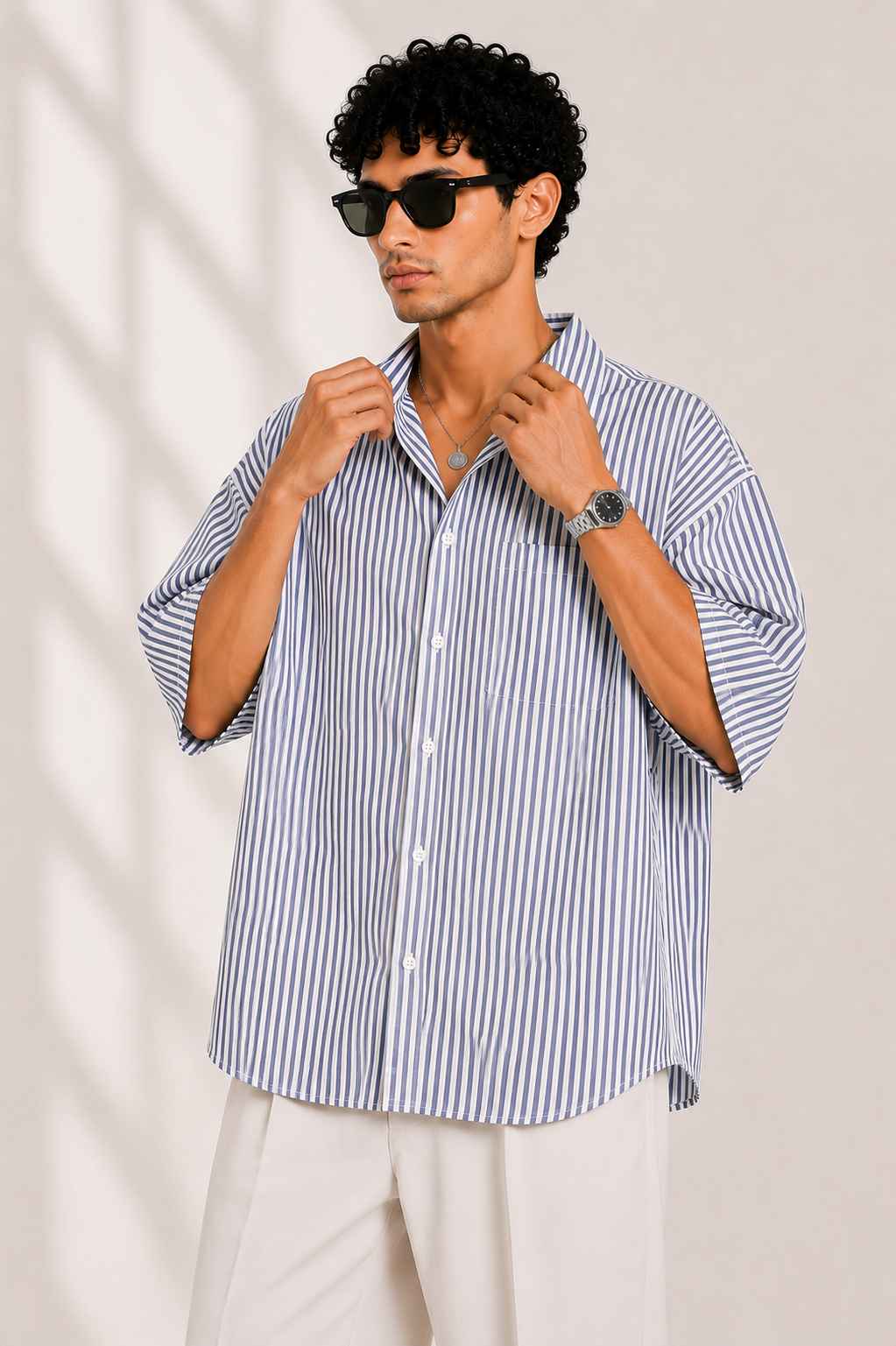 Nautical Striped Oversized Shirt