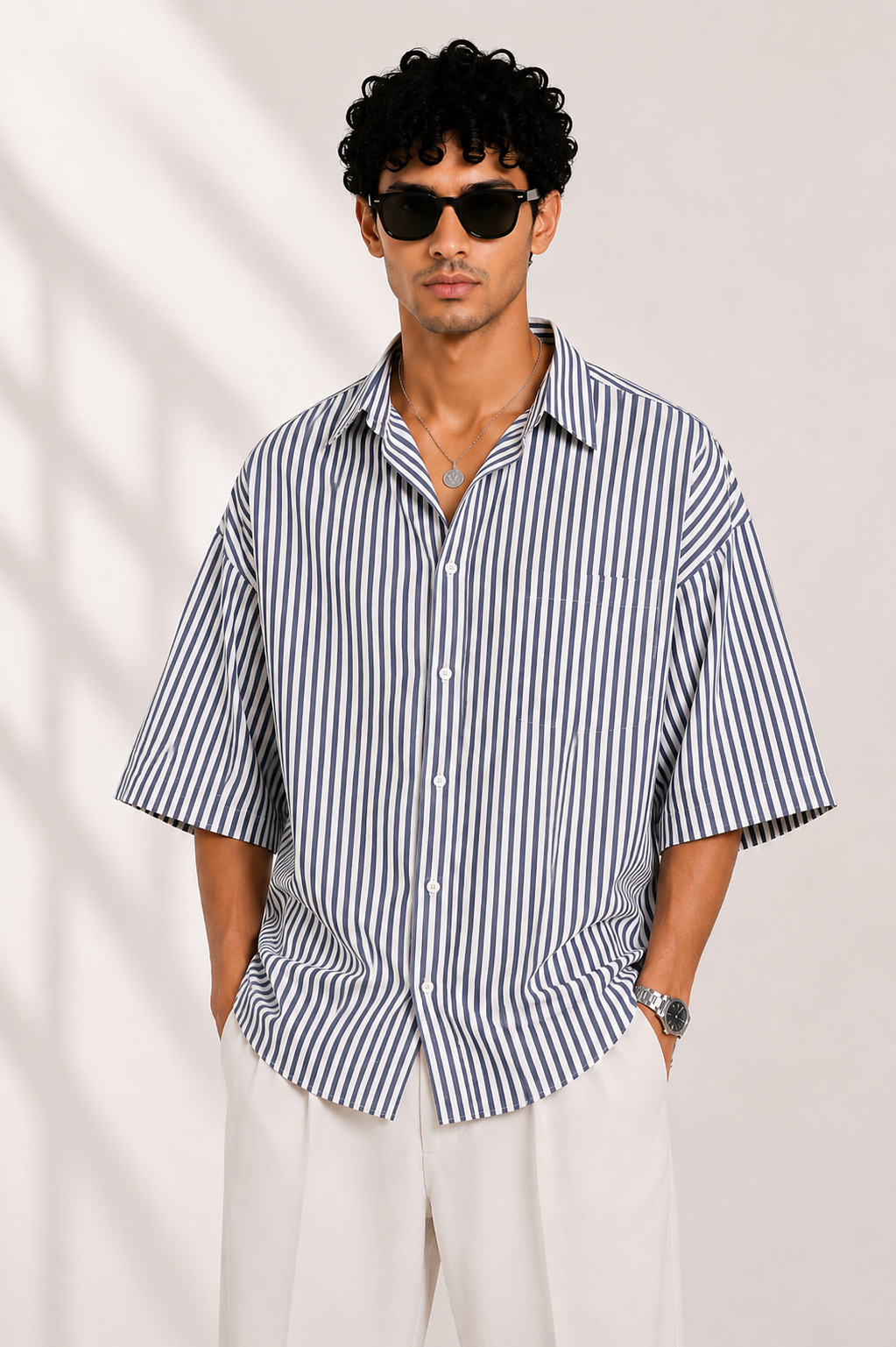 Nautical Striped Oversized Shirt