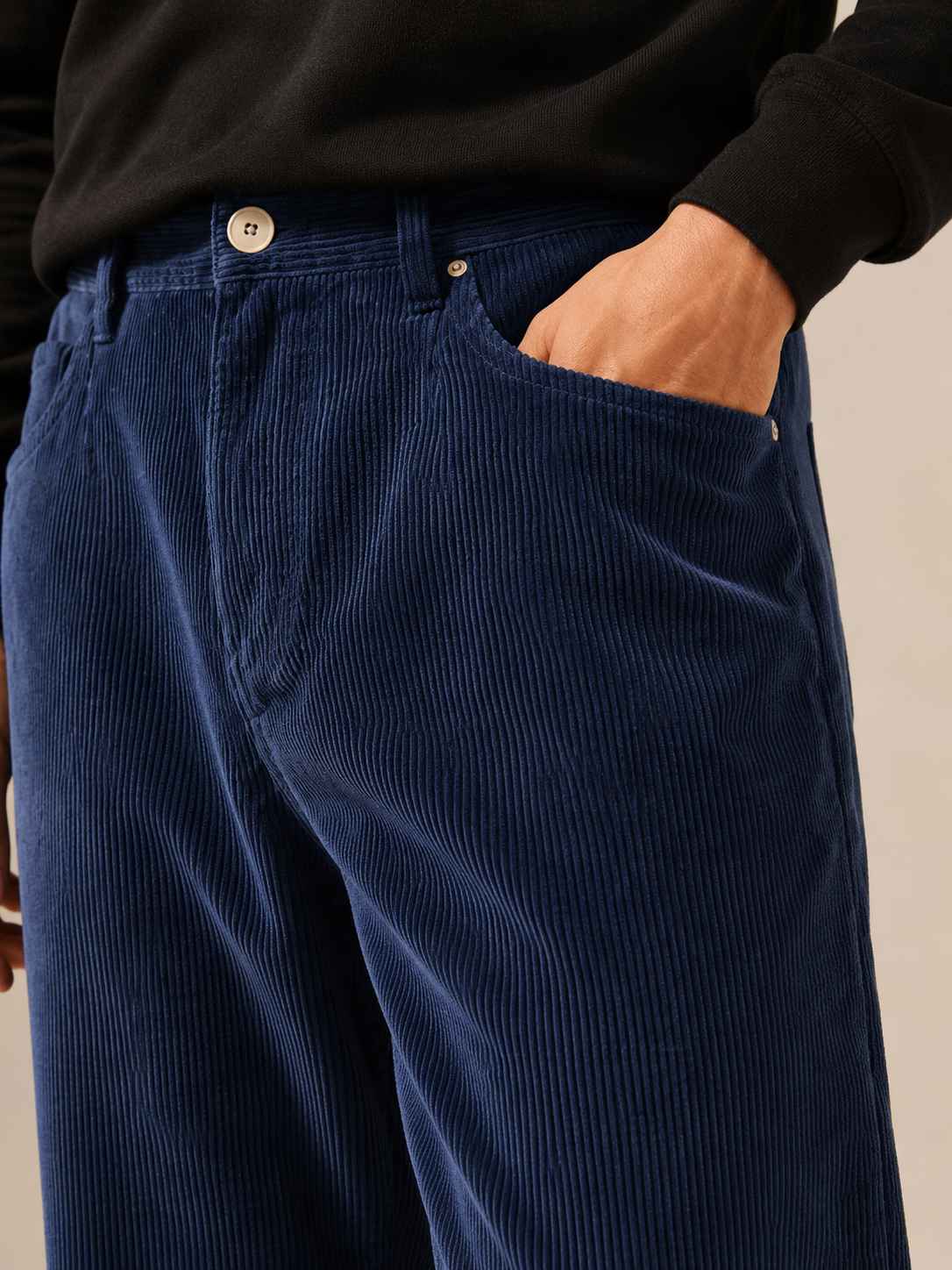 Navy Blue Corduroy Pant - Relaxed Fit