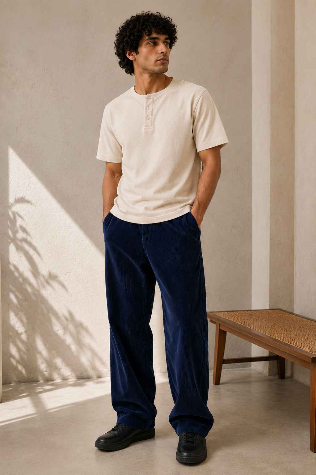 Navy Blue Corduroy Pant - Relaxed Fit