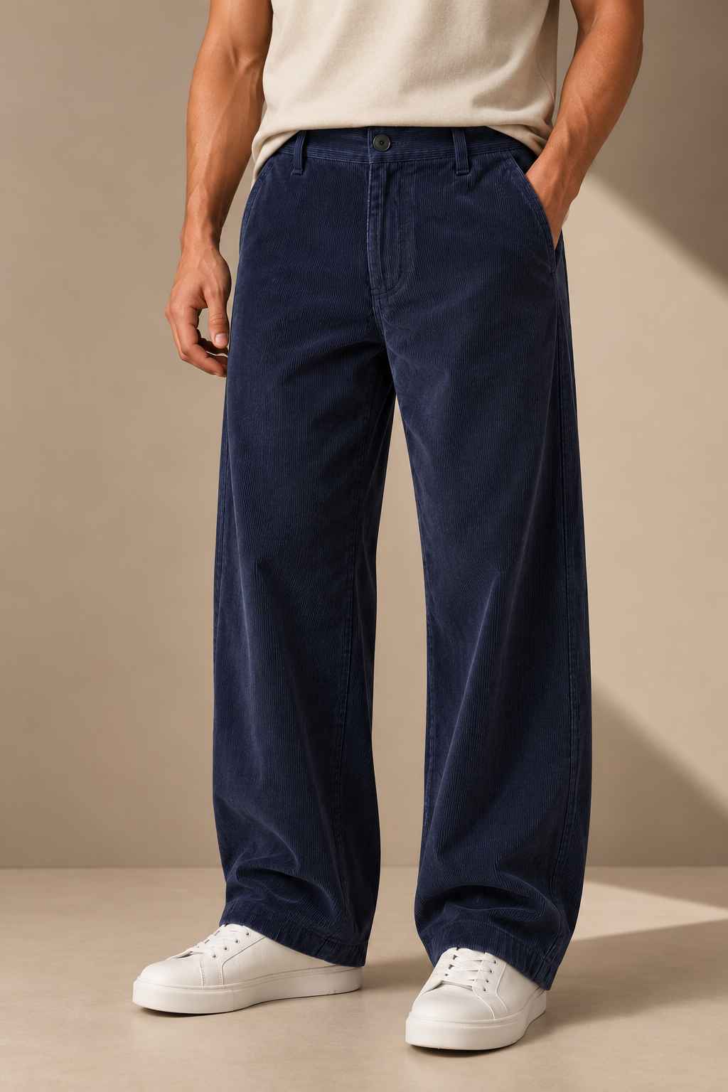 Navy Blue Corduroy Pant -  Relaxed Fit
