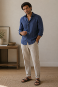 Navy Blue Linen Shirt