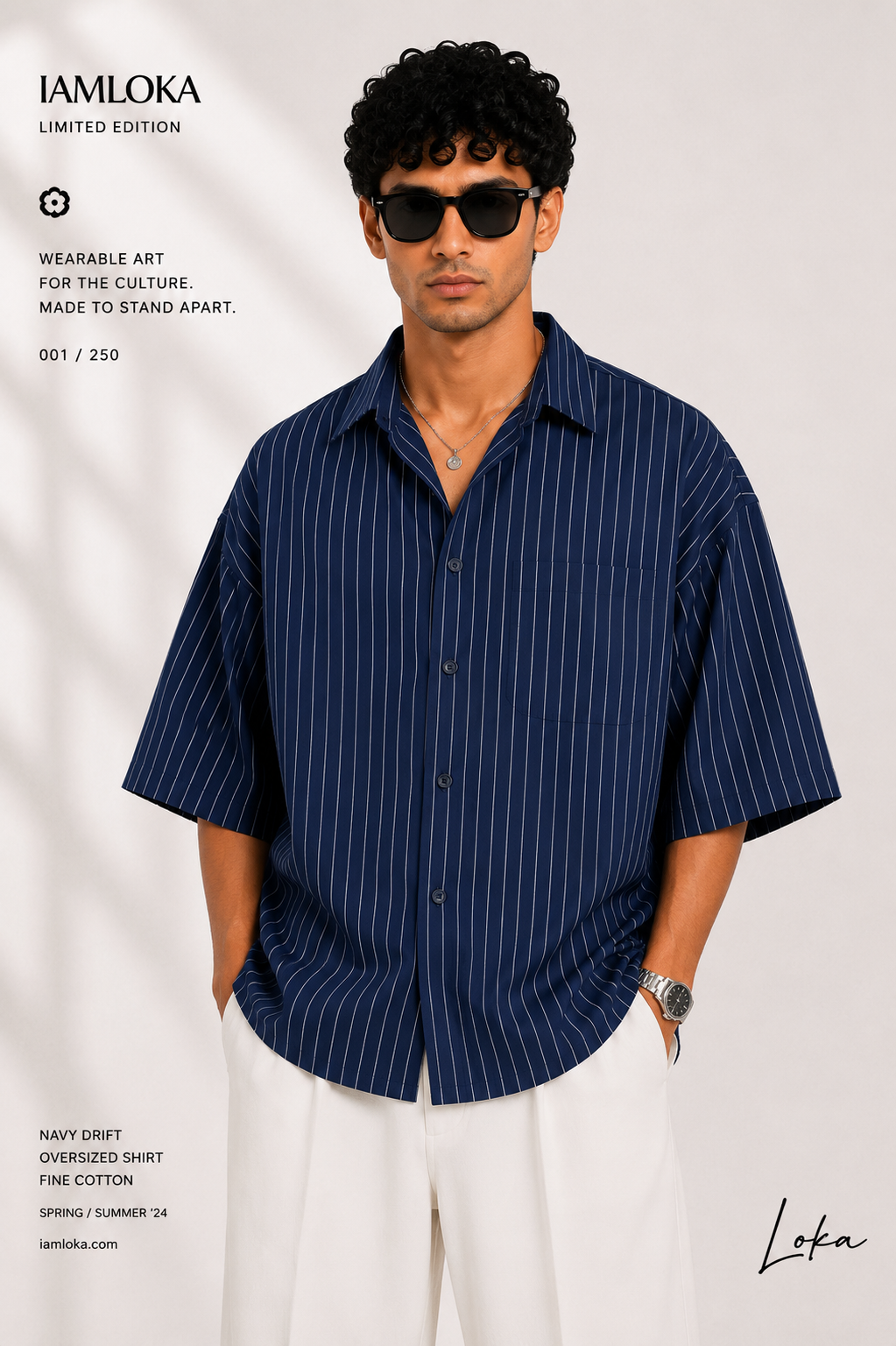 Navy Drift Oversized Shirt
